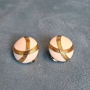 Vintage gold and white clip ons